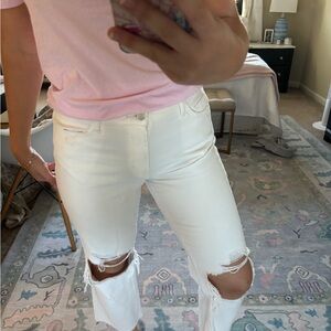 Altar'd State White Distressed Cropped Jeans